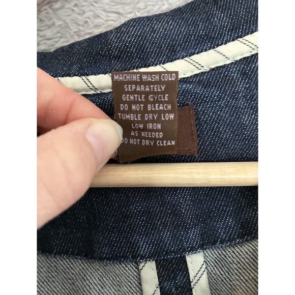 VTG Y2K Louie Denim Blazer Women 14 Dark Wash‎ Jacket Feminine Preppy - Picture 6 of 16